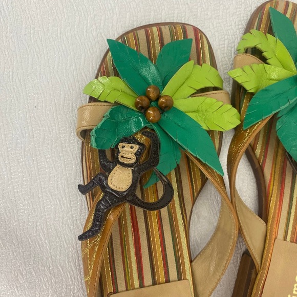 Michael Simon New York Monkey in Palm Tree Slide Sandals Leather women sz 7-1/2 - Picture 5 of 8